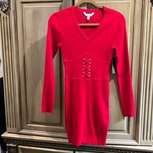 Women’s Red Corset Rib Dress